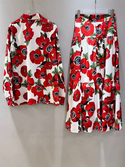 Luxury Elegant Spring 2025 Outfit Retro Floral Two-Piece Suit