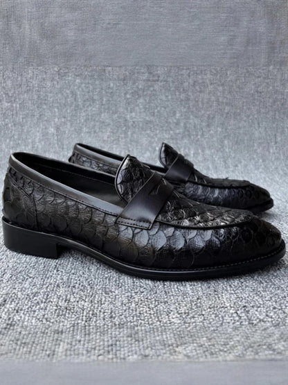 Fashion  Snake Skin Derby Loafers  Dress Shoes High Quality Handmade Business Style