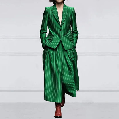 Women’s New Vintage Blazer Set Striped Trousers + Jacket Suit
