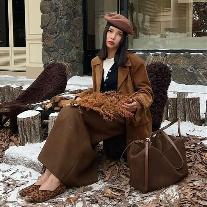 Women's Suede  Genuine Leather Shoulder Bag