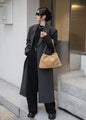 Elegant Khaki Coffee Matte Suede Shoulder Bag