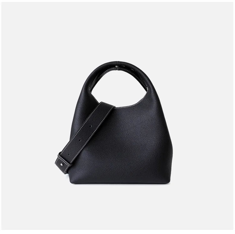 Patchwork Style Women Bucket Bag Lychee Texture Cowhide Luxury   Bag High Grade Ladies Handbag