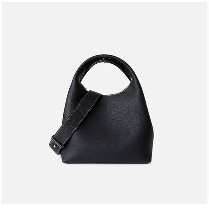 Patchwork Style Women Bucket Bag Lychee Texture Cowhide Luxury   Bag High Grade Ladies Handbag