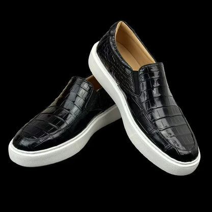 2025 New Arrival Fashion Crocodile Skin causal shoes Men's, Genuine Leather Sneakers
