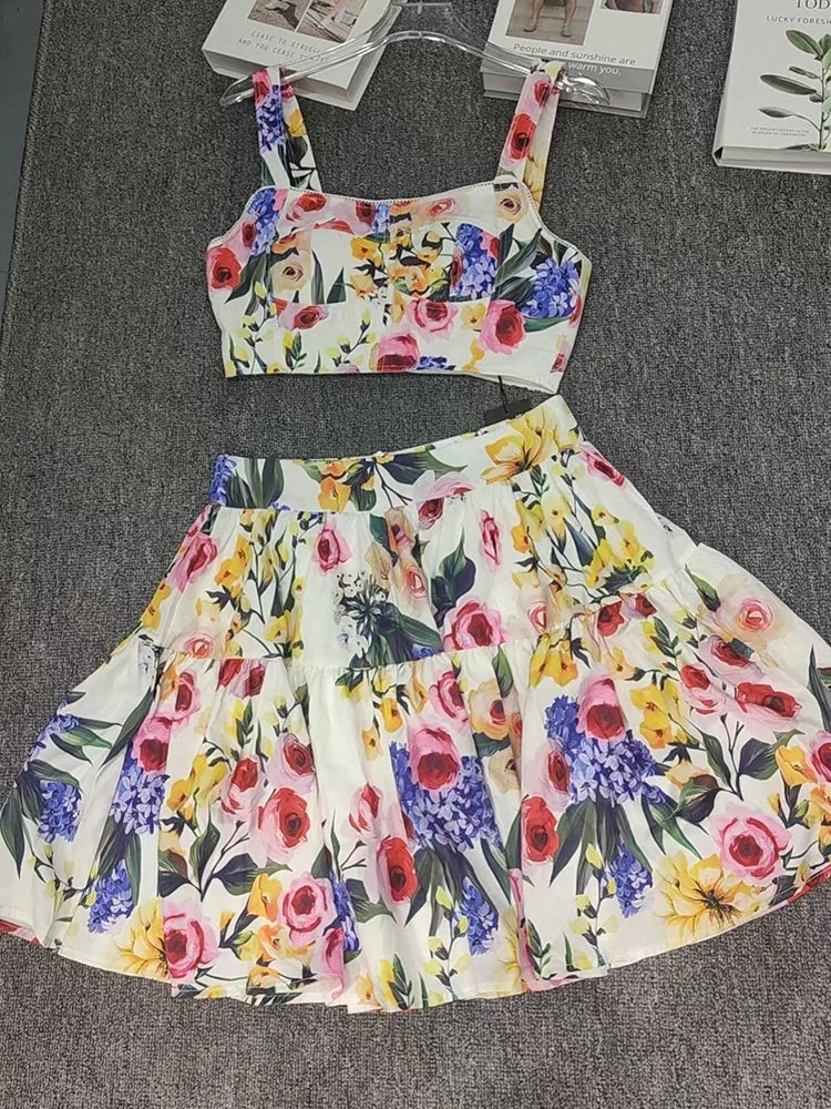 Spring and Summer Women's New Printed Two-Piece Suit