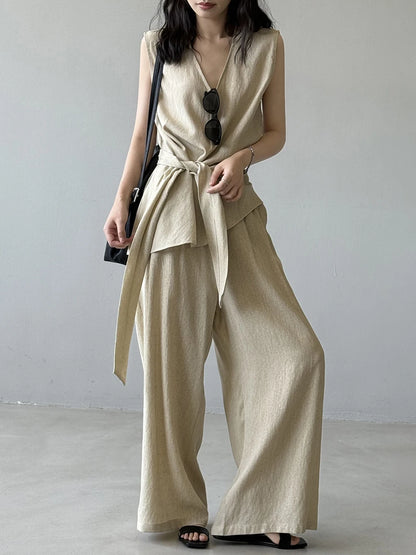 Apricot Women’s 2-Piece Wide Leg Pants 2 Pcs Set 2025