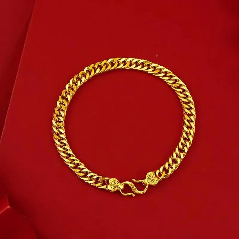 Luxury 24K 9999 Pure Gold real gold Men's & Women's Buckle Bracelet Boss Necklace