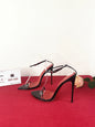 2025 New Minimalist Line Curved Straight Strap 12cm Ultra High Heel Sandals