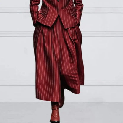 Women’s New Vintage Blazer Set Striped Trousers + Jacket Suit