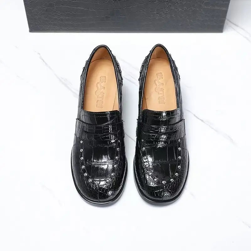2025 New Arrival Fashion Crocodile Belly skin causal shoes women, Genuine leather
