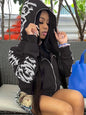 Cyber Y2K Gothic Punk Zip-Up Hoodie Sweatshirt