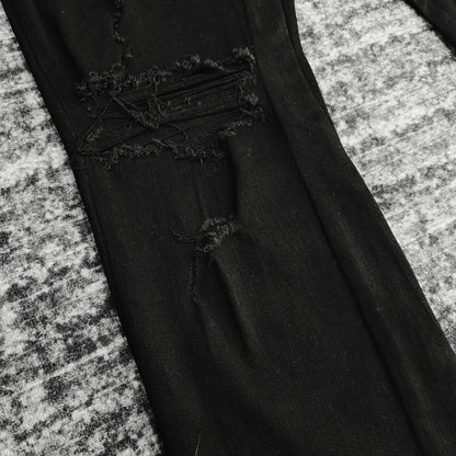 Men's Luxury distressed black flare jeans 2025