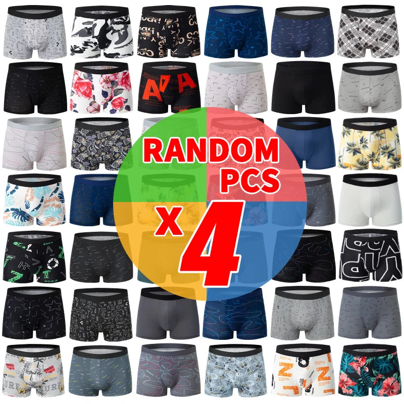 4/5Pcs European and American Plus Sizes MEN Underwear Trunks