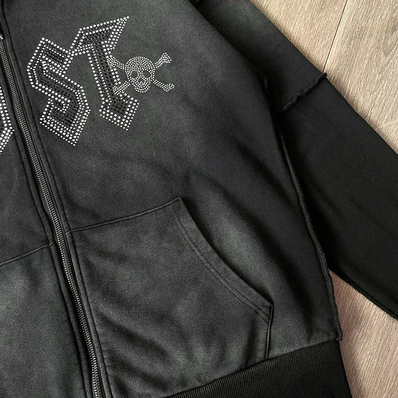 Lost Intricacy Lavender Zip Up Wash water Hoodie