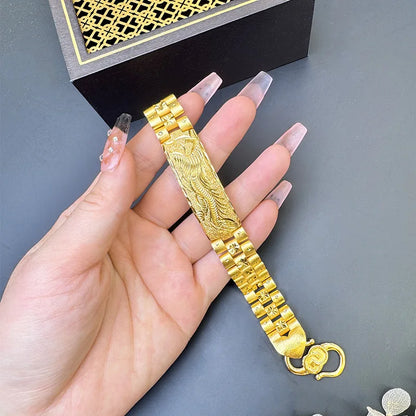 Exquisite Luxury 24K 9999 Pure Gold real gold Men's Dragon Bracelet Men's Boss Chain Aggressive Vintage