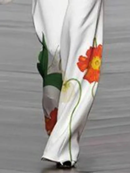 Women's Fashion Floral Printed Sleeveless Vest Tops & Loose Straight Leg Pants 2025 New