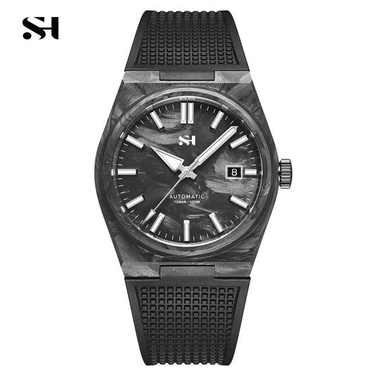2025 New 40mm Carbon Automatic Watch Luxury 100m Waterproof Diver Watches