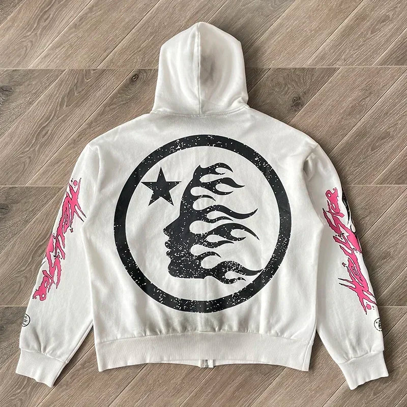 HS Flame Glitter Zip-Up Glitter fleece Unisex Hoodie