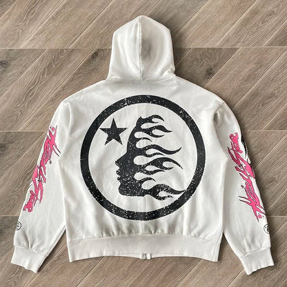 HS Flame Glitter Zip-Up Glitter fleece Unisex Hoodie