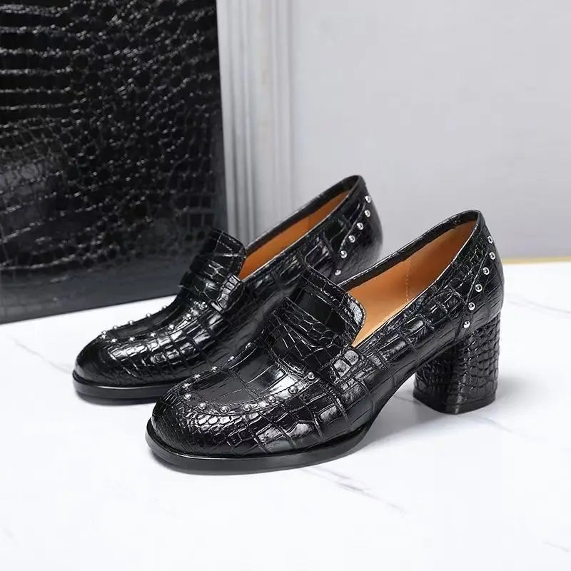 2025 New Arrival Fashion Crocodile Belly skin causal shoes women, Genuine leather