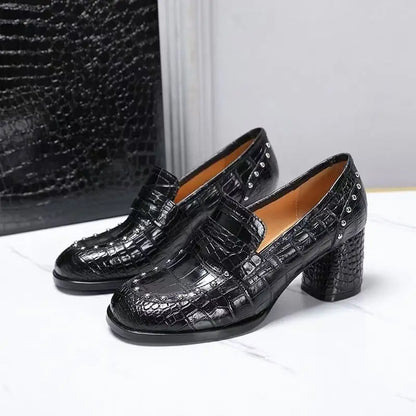 2025 New Arrival Fashion Crocodile Belly skin causal shoes women, Genuine leather