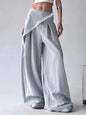 Blue Lace Spliced False 2-Piece High Waist Wide Leg Pants 2025