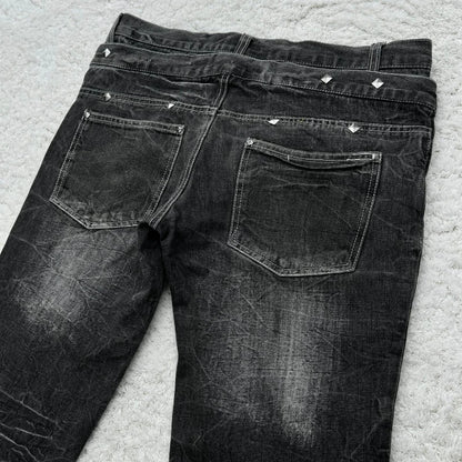 Y2K Washed Jeans Gothic Retro Micro Flared Double Waisted Lace Up Pants Unisex