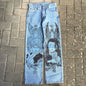 Y2K Anime Baggy Denim Pants Trend Hand Drawn Printed Pattern Unisex Jeans