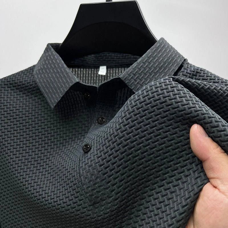 2024 Summer New Men's Short Sleeve T-shirt Cool and Breathable Polo Shirt Business Casual Sweat-absorbing Tops