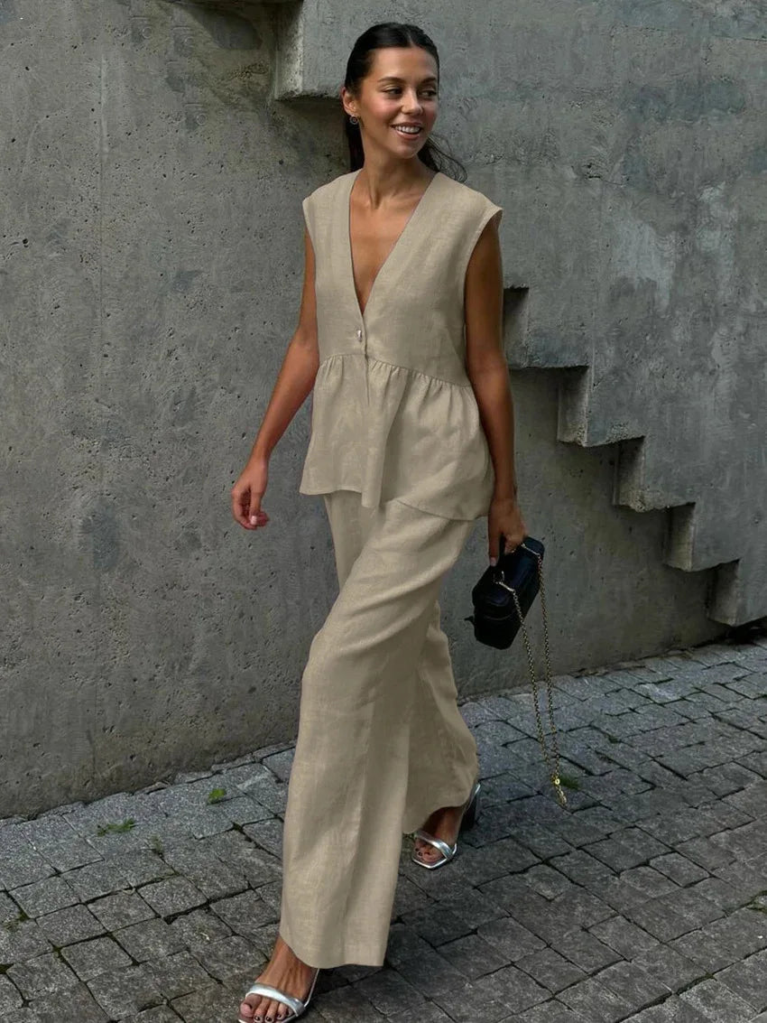 Elegant Cotton Linen Outfit for Women New Summer 2025