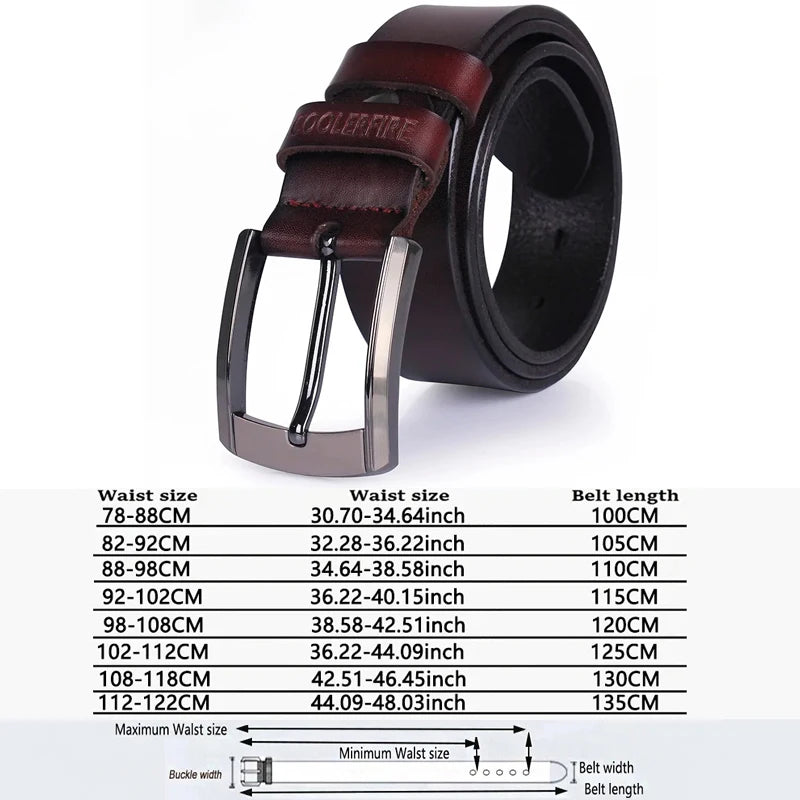 Men's High Quality Genuine Leather Belt Luxury Designer Belts Cowskin Fashion Strap Jeans