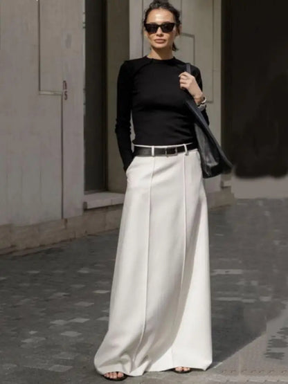 Office Lady Formal Solid Color H-line Skirts 2025 New Spring Summer Casual Elegant Long Skirt For Women