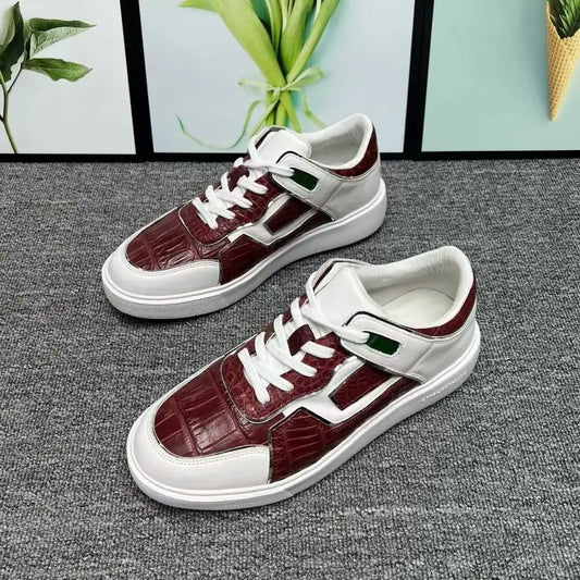 2025 New Arrival Crocodile Skin causal shoes men Genuine leather sneakers
