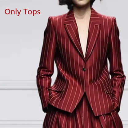 Women’s New Vintage Blazer Set Striped Trousers + Jacket Suit