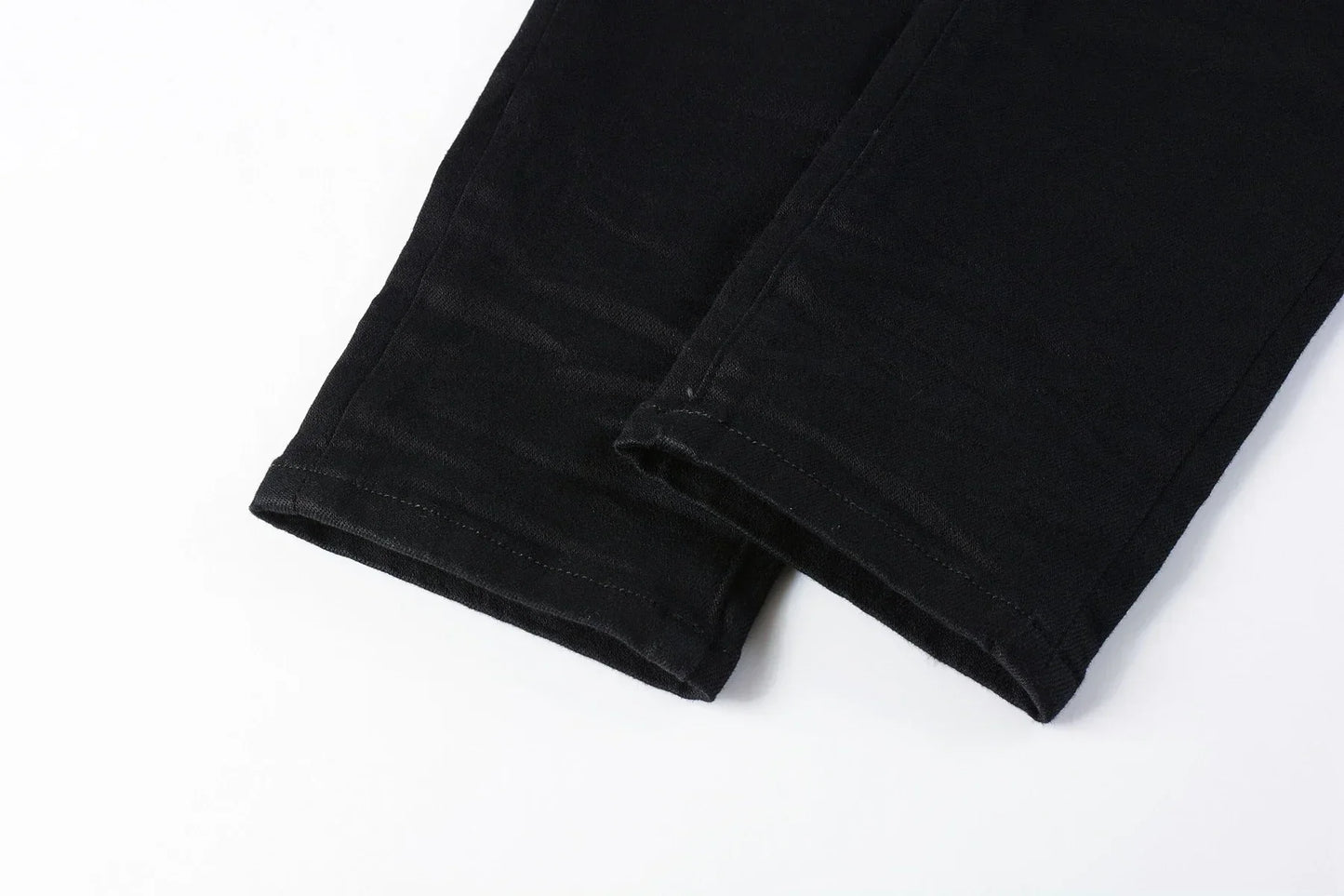Men's Luxury Distressed Black Streetwear High Stretch Skinny Button Fly Ripped Jean Pants
