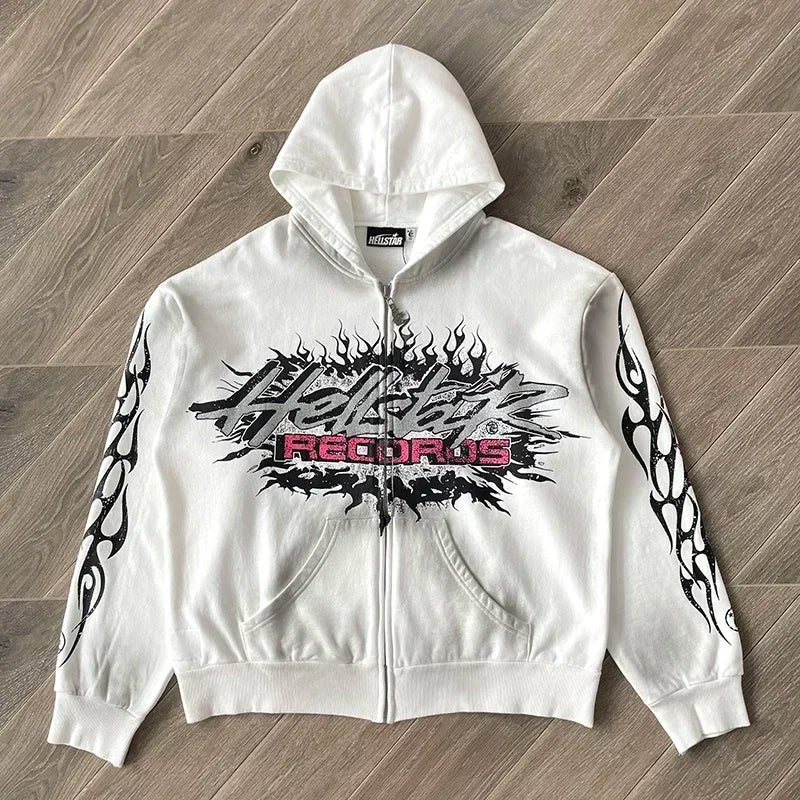 HS Flame Glitter Zip-Up Glitter fleece Unisex Hoodie