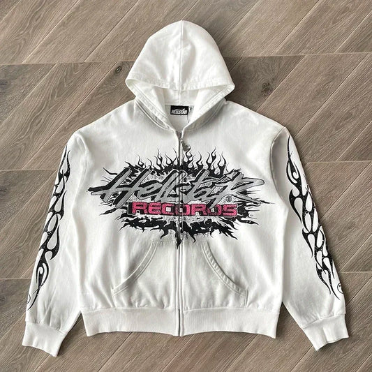 HS Flame Glitter Zip-Up Glitter fleece Unisex Hoodie