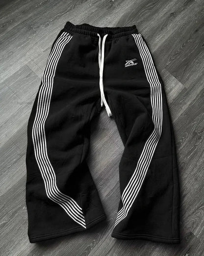 American Letter Patch Retro Double Layer Design Y2K Baggy Sweatpants