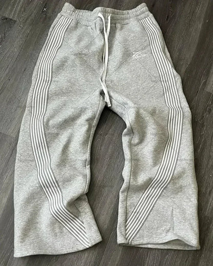 American Letter Patch Retro Double Layer Design Y2K Baggy Sweatpants