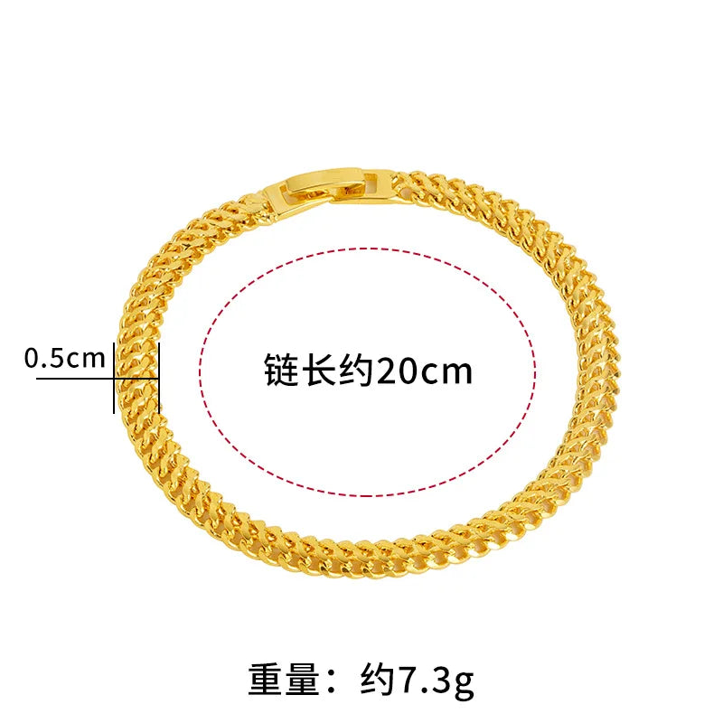 Luxury 24K 9999 Pure Gold real gold Snake Bone Bracelet Men's and Women's Watch Buckle Chain