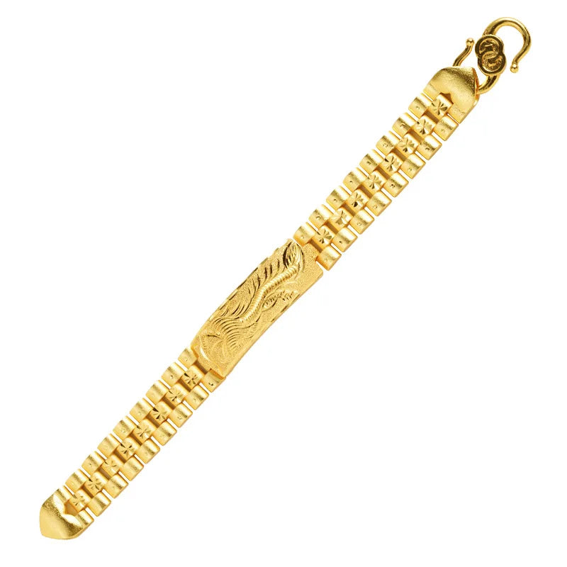 Exquisite Luxury 24K 9999 Pure Gold real gold Men's Dragon Bracelet Men's Boss Chain Aggressive Vintage