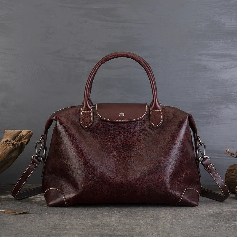 2025 New Retro Genuine Leather Women's Bag Large Capacity Tote Bag