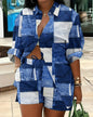 Spring Shirt Two Piece Set For Women Summer Fashion Print Shorts 2 Piece Sets