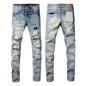 Men's Luxury Distressed Black Streetwear High Stretch Skinny Button Fly Ripped Jean Pants