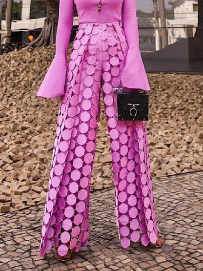 2025 New Spring Hollow Polka Dot Pants Women Fashion