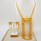 Necklace & Earrings (Tassel Style) for Women, 24K Gold, AU999 Gold-inlaid vine with twisted-leaf tassels, embodying forest grace