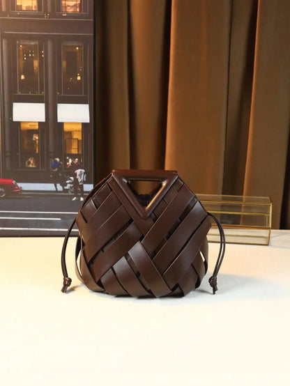 Woven Design Women Handbag, Tote Basket Bag, High-End Niche Inverted Triangle Shaped Fashion Style