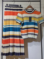 Retro 2025 Women’s Spring/Summer Striped Knit Top & Skirt Set | Vintage Style Outfit