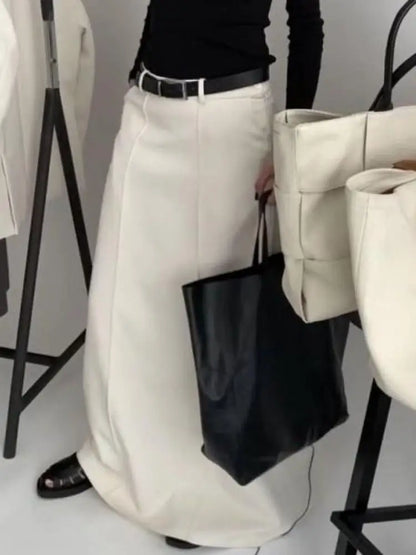 Office Lady Formal Solid Color H-line Skirts 2025 New Spring Summer Casual Elegant Long Skirt For Women