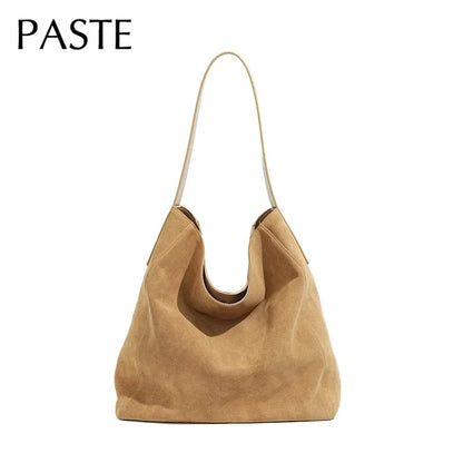 Travel-Ready Elegant Winter Purse Tote High Class Matte Suede Wool Shoulder
